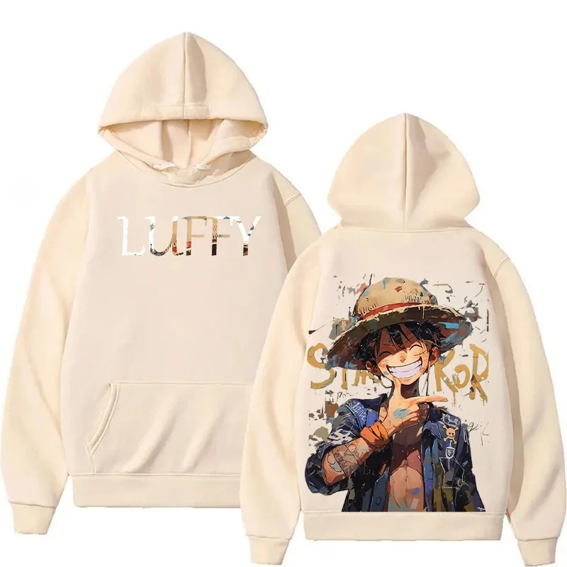 One Piece Rufy Cosplay Autunno/inverno Coppia Felpa con cappuccio Harajuku Y2k Street One Piece Appassionato Top a maniche lunghe