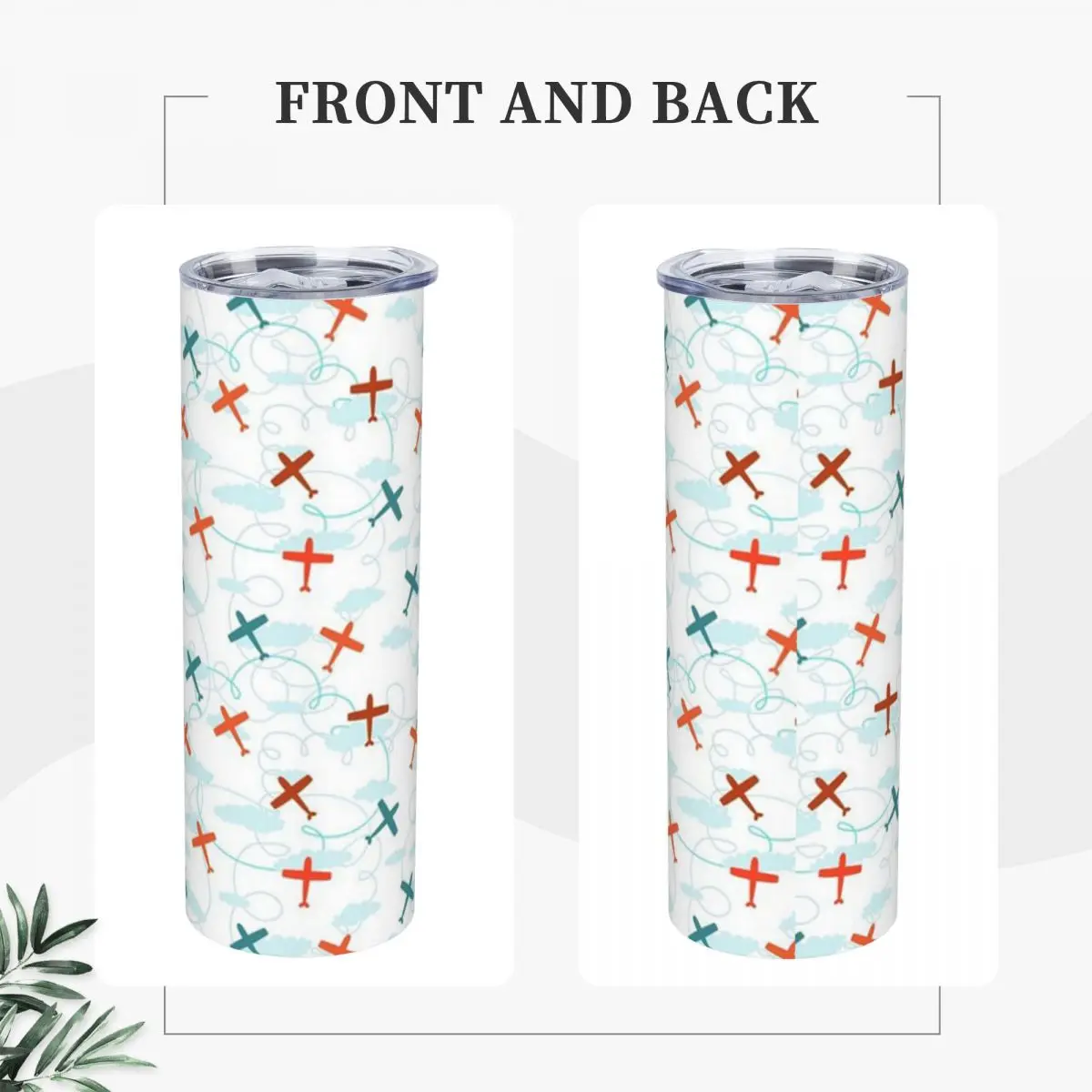 Planes! Stainless Steel Tumbler Vacuum Insulated Mug Thermal Cold Cups Straws With Lid 20oz