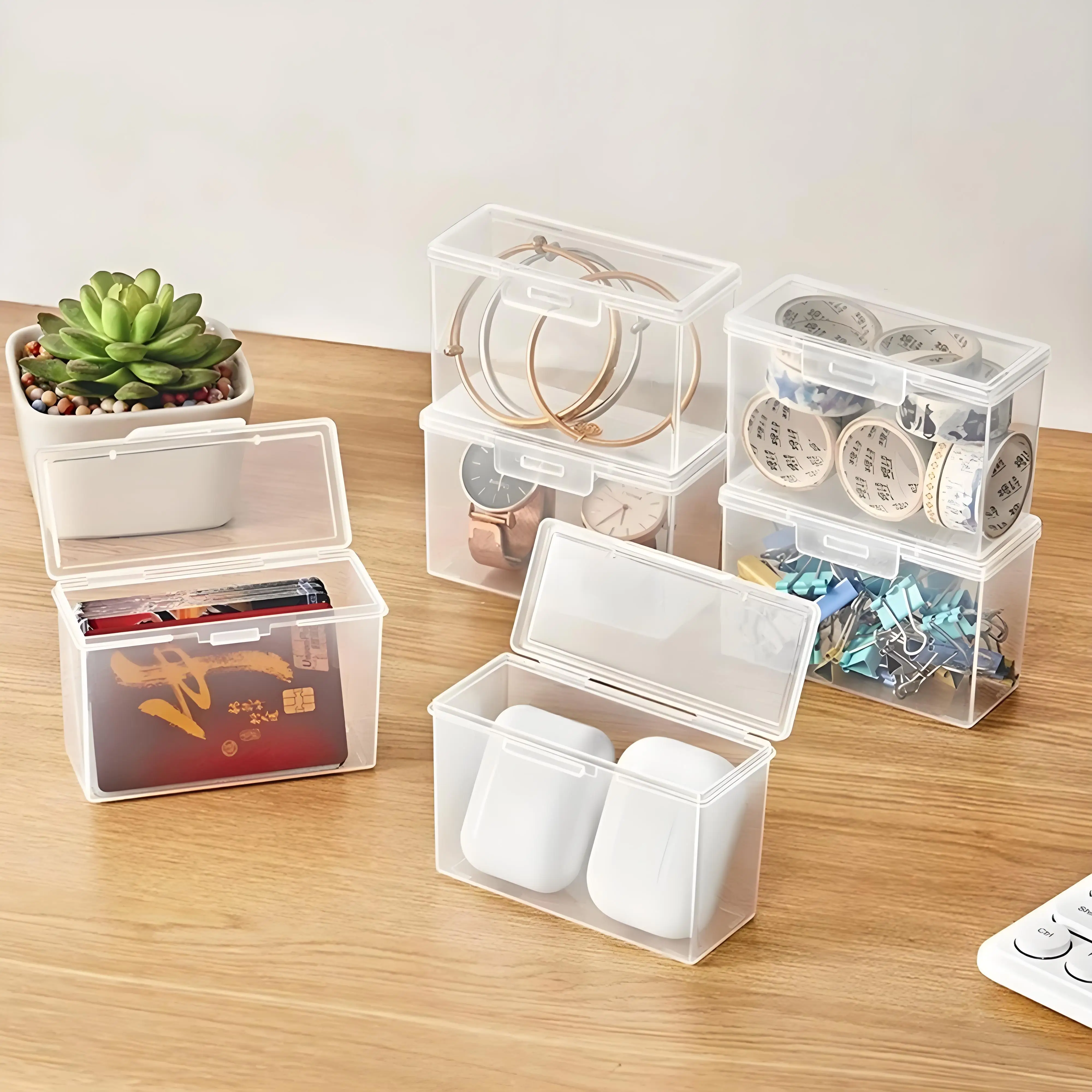 2/4/8pcs transparent storage box ID card business card Xiaoma Baoli card poker card sorting plastic storage with cover dustproof