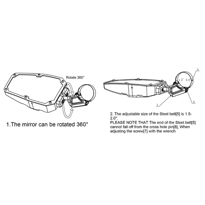 

1.5-1.875 Inch UTV Side Mirror For Polaris RZR 1000 For Can-Am X3 For Cfmoto John Deere Rearview Mirror