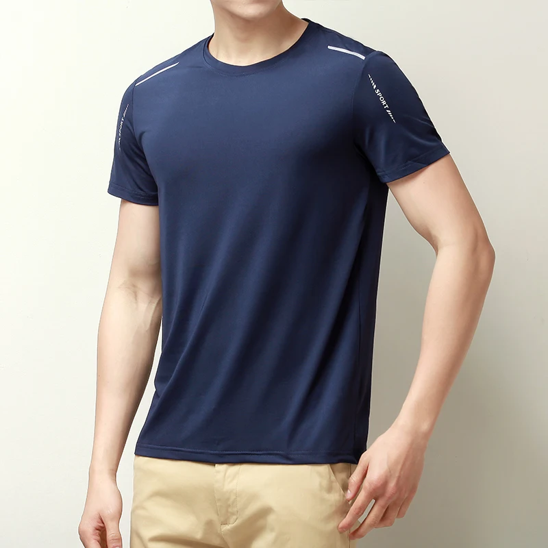 

Men's Half-sleeved Fashionable Round Neck Ice Silk T-shirt Top