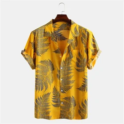 Summer Hawaiian Red Shirts Tropical Shirts Floral Men Tops Casual Shirt Short Sleeve Cotton Button Chemise Loose Vacation Beach