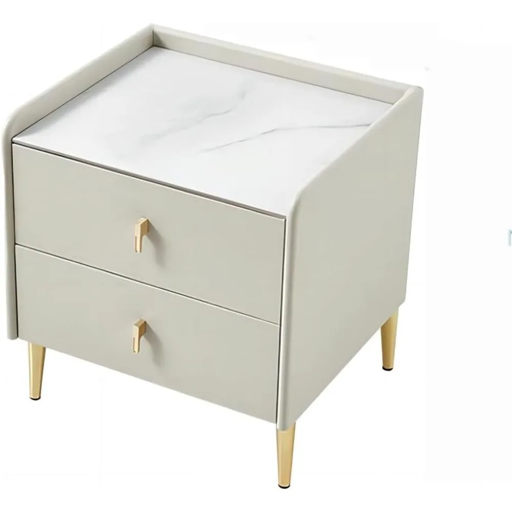 현대적인 침대 옆 테이블, 클래식한 침대 옆 스탠드, 금색 다리가 있는 침실용 글램 침대 옆 캐비닛 2 서랍, 고급스럽고 미니멀한 디자인