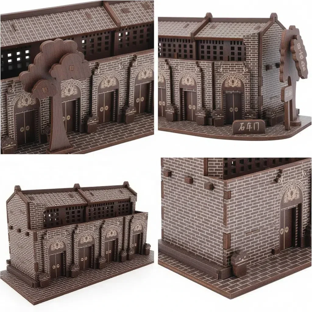 لغز OUZEY الصيني التقليدي ثلاثي الأبعاد للمنزل - مجموعة بناء خشبية على طراز Shikumen للبالغين والمراهقين 14+ #2
