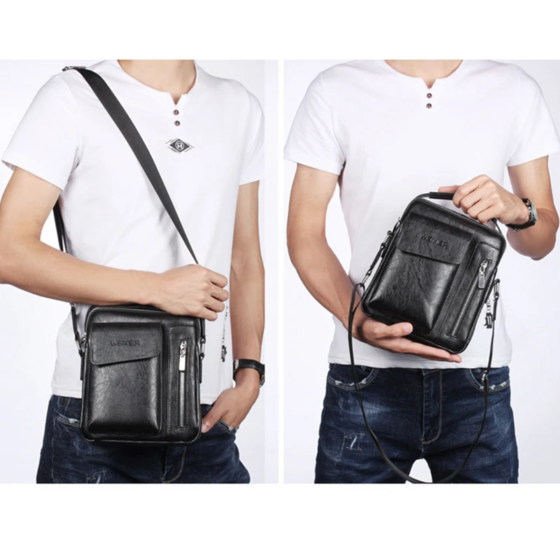 Bolso de hombro Vintage para hombre, maletín de cuero PU, bolso de mensajero cruzado informal de negocios, bolso lateral