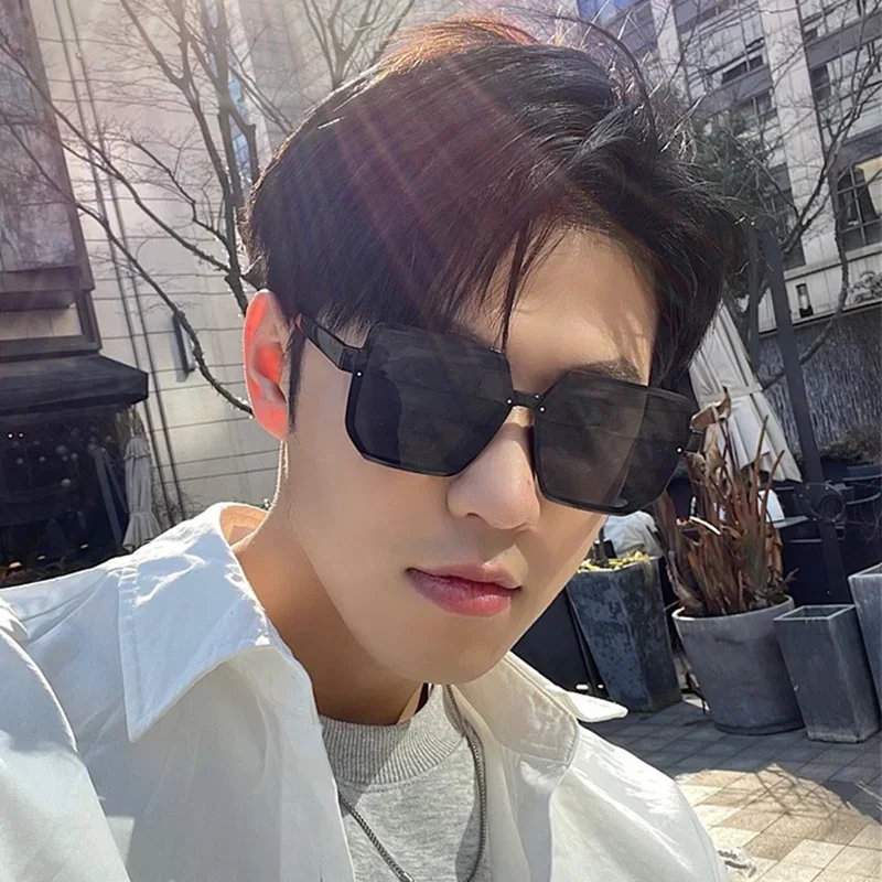 المتضخم النظارات الشمسية رجل امرأة الموضة بدون شفة خمر نظارات شمسية مربعة النظارات الفاخرة العلامة التجارية تصميم UV400 ظلال الإناث #5
