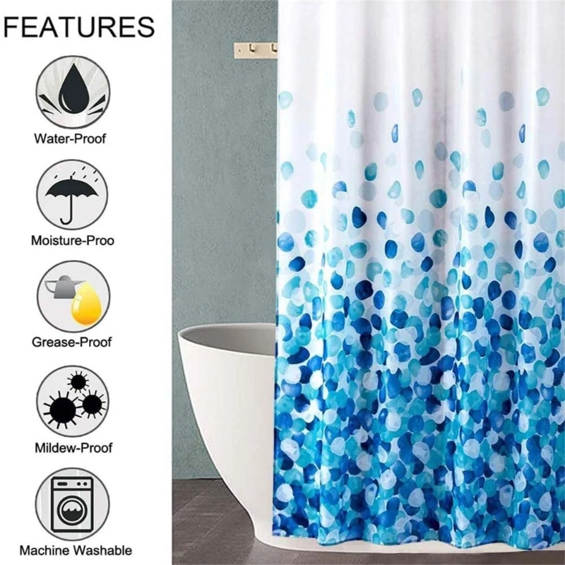 Digital Printed Shower Curtain Waterproof Bathroom Privacy Cover Bath Curtain