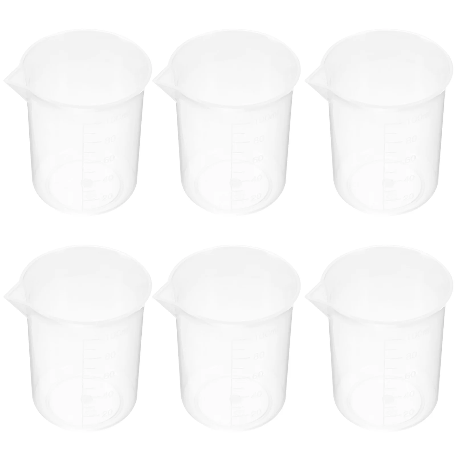 

6pcs 100Ml Plastic Measuring Cup Graduated Heat Resistant Acid Alkali Wide Mouth Liquid Container For Lab Household Baking