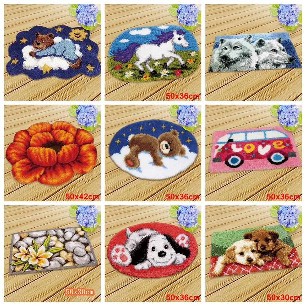 

DIY Flower Animal Pattern Rug Latch Hook Kit Klink Haak Tapijt Latch Hook Rug Kits Set For Needlework For Carpet Embroidery