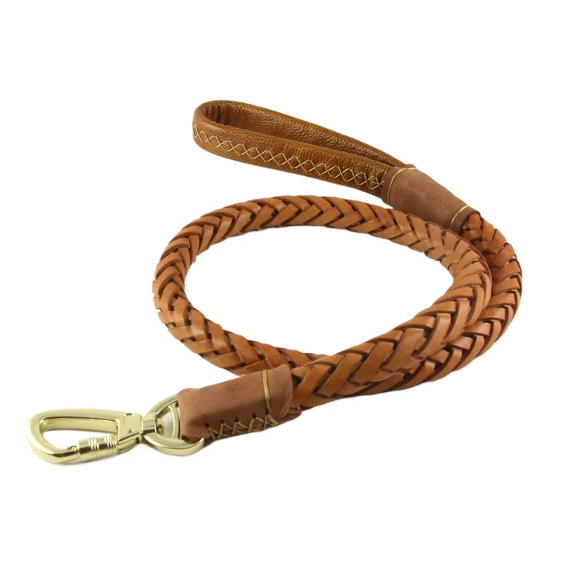 

Прочный поводок для собак из 8-прядной ткани, желтый, из воловьей кожи, с безопасным карабином, для средних и крупных собак.