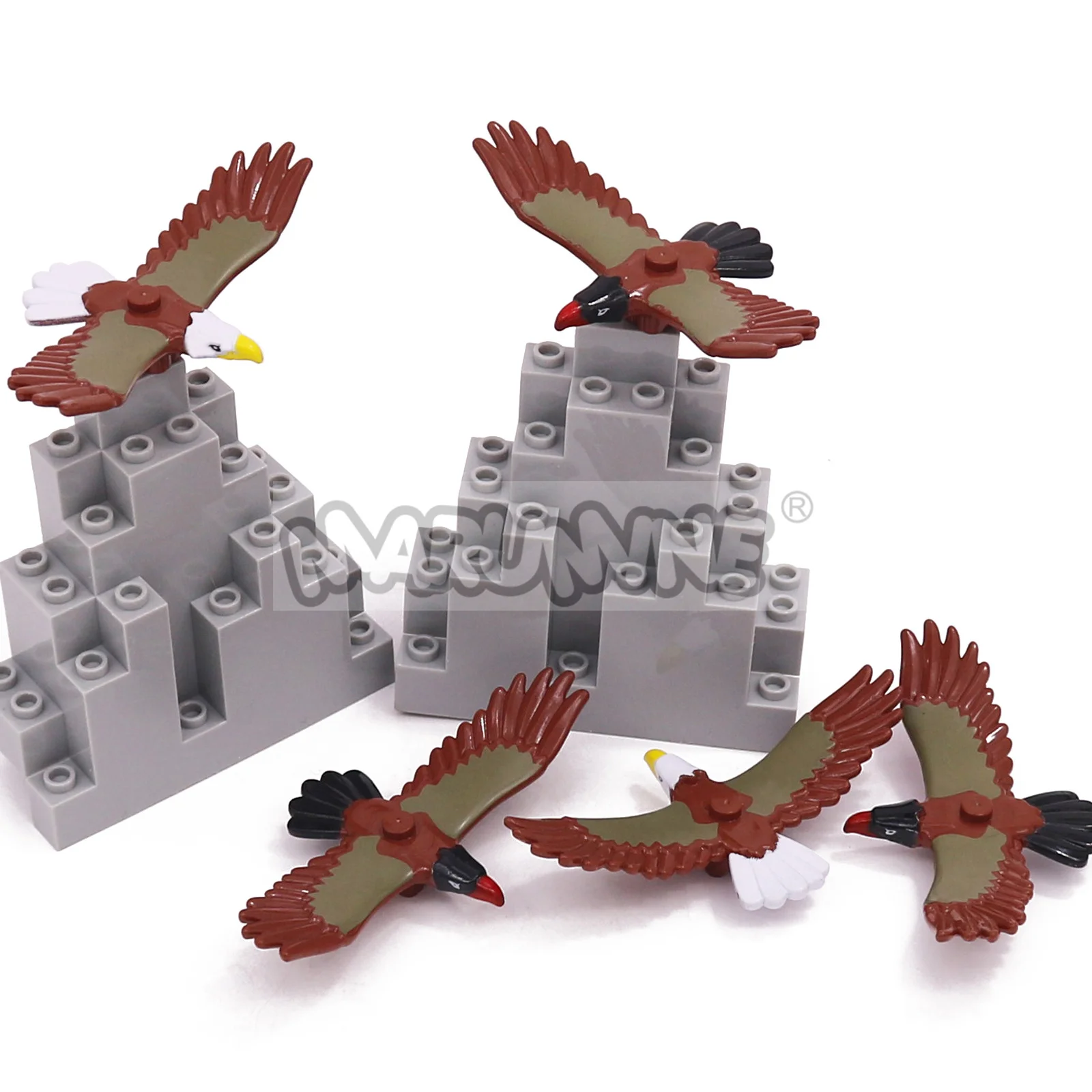 MARUMINE 6 sztuk MOC zwierzęta orzeł klocki części kompatybilne z 7172 DIY budowa cegły w dżungli zestaw modeli do składania akcesoria