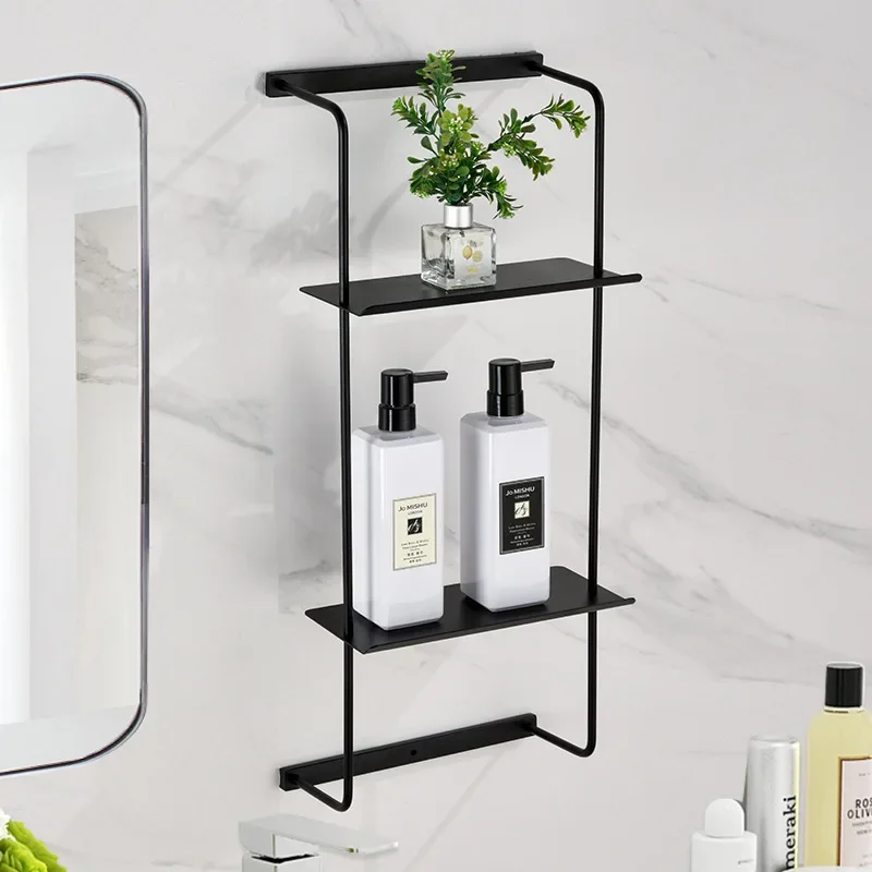 

Thickened Stainless Steel Storage Rack Multi-functional Wall Hanging Black Bathroom Rack Balcony Multi-functional Hanging Stand