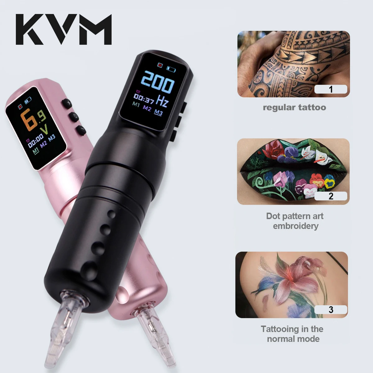 

Wireless Rotary Tattoo Pen 4.0mm Adjustable Stroke IPS Screen 3 Modes Timing Function Tattoo Machine for Professional Artists