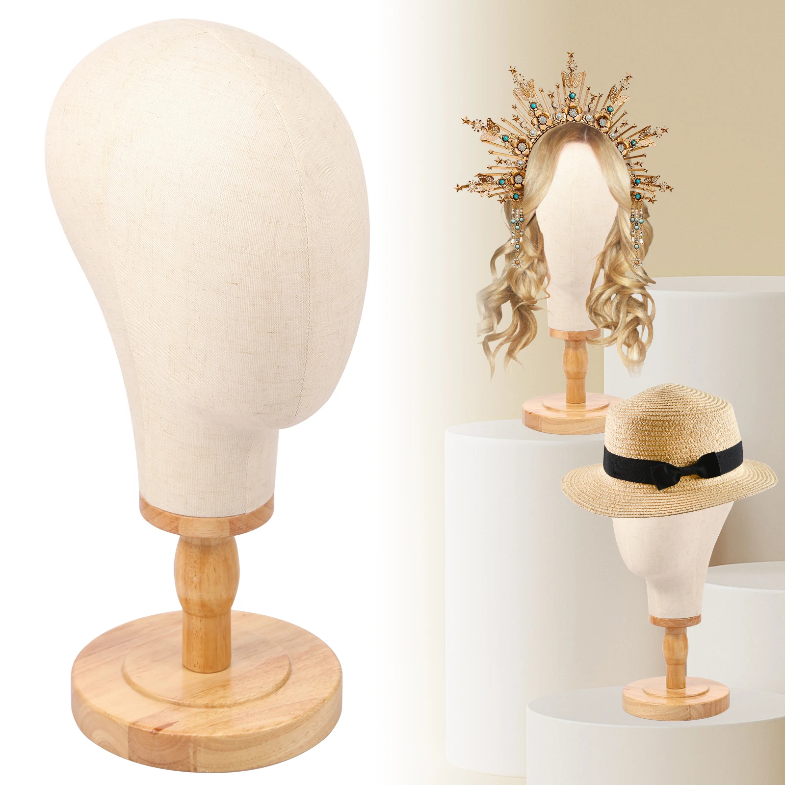 Cabeça de peruca de lona suporte de peruca cabeça de manequim para exibição de penteado fazendo suporte de peruca com cabeça suporte de peruca bonés headdres