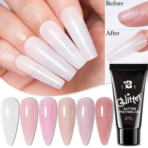 Imagen 2 del producto Esmalte de uñas de Gel de extensión de brillo rápido, 30g, Color blanco leche desnuda, extensión de dedo, Gel duro de construcción de cristal acrílico