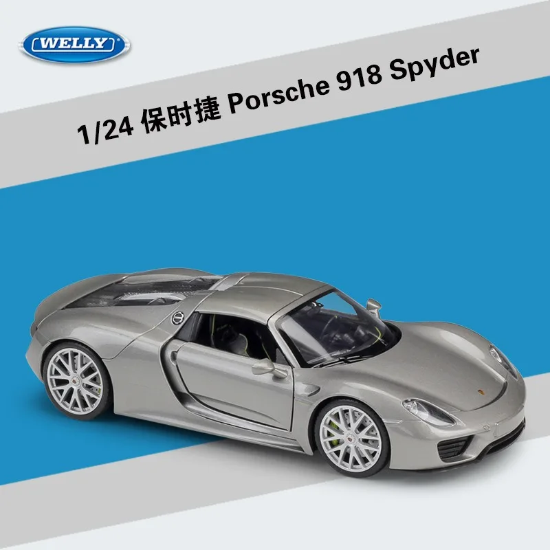 

New WELLY 1:24 Porsche 918 Spyder Sports Car Model Diecast Metal Simulated Alloy Toys Car Model Boy Gifts Collection Ornaments