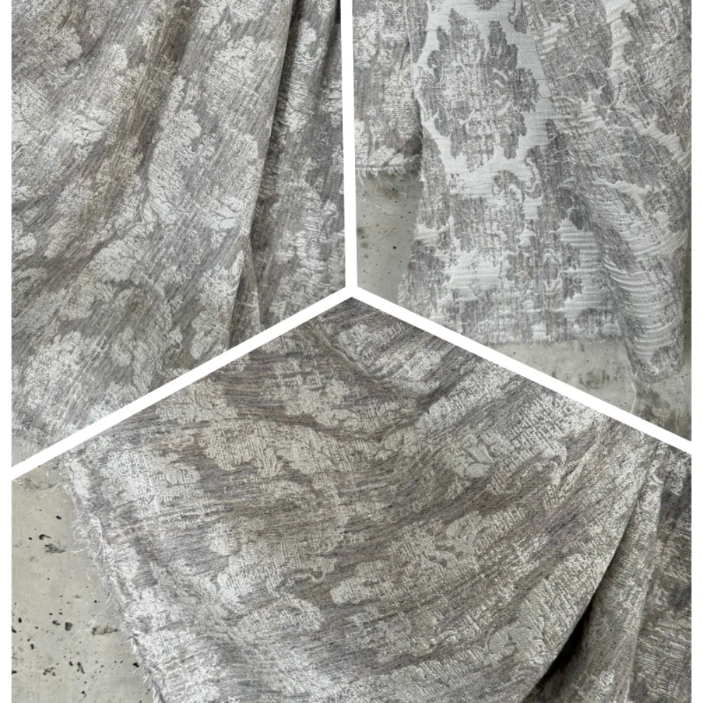 

Yarn Dyed Jacquard Fabric Silver Gray Home Creative Clothing Designer Fabrics Apparel Diy Sewing Polyester Material Cloth