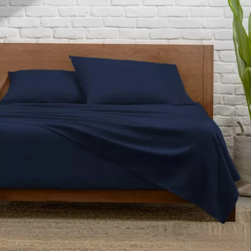 1800 series bed sheets, ultra soft [large] navy blue fabric design smooth bedding sheets