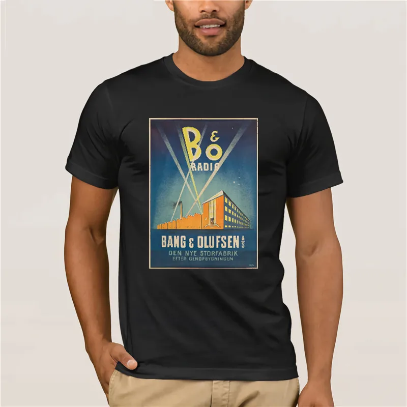 Bang and Olufsen, винтажный постер художника Larsen c 1938, Премиум Футболка, модная мужская футболка с коротким рукавом