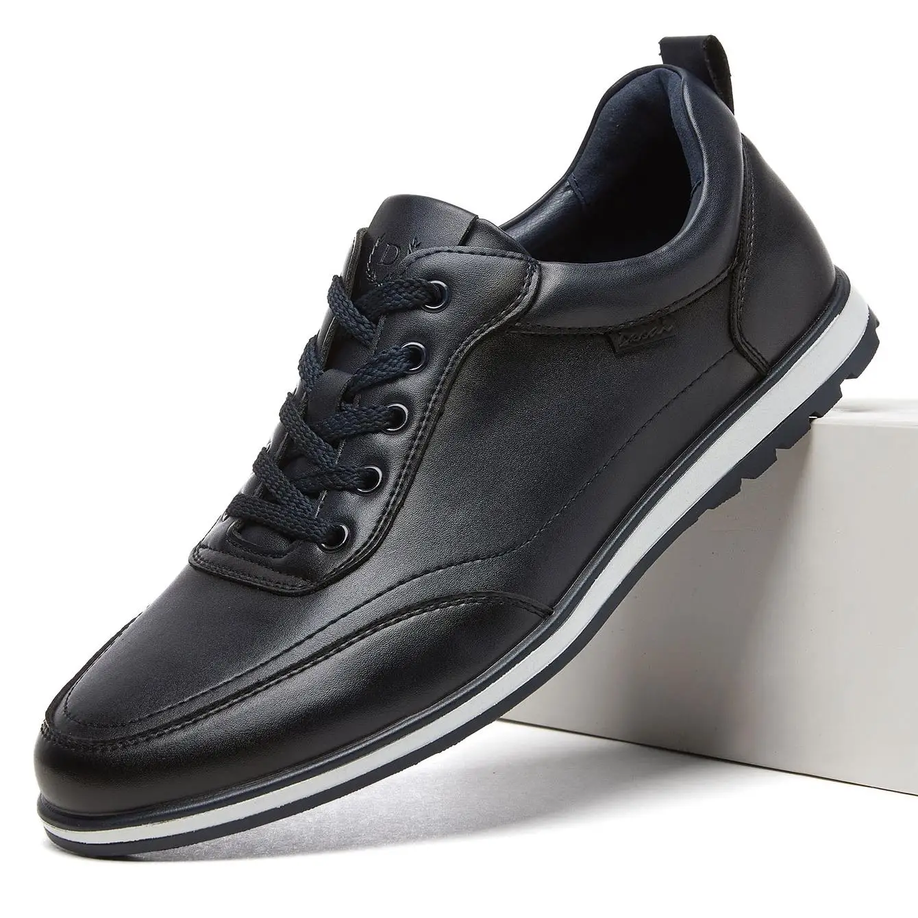 Desai Men's 2026 Autumn PU Leather Running Shoes Lace-up Non-slip Thick Sole Lightweight Walking Men's Sneakers And Casual Shoes