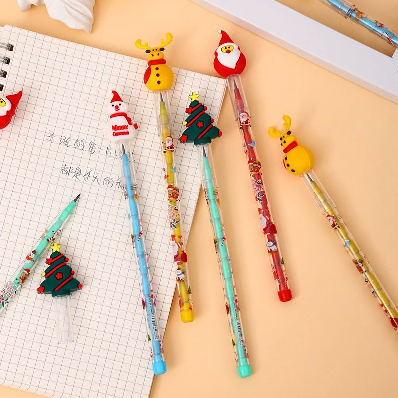 Kawaii Christmas Pencils Cute Christmas Tree Santa Snowman Pencils Stationery Gift School Office Stationary