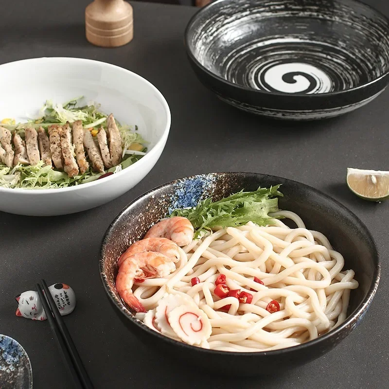 LingAo-Cuenco de cerámica creativo japonés para restaurante en casa, ramen y sopa