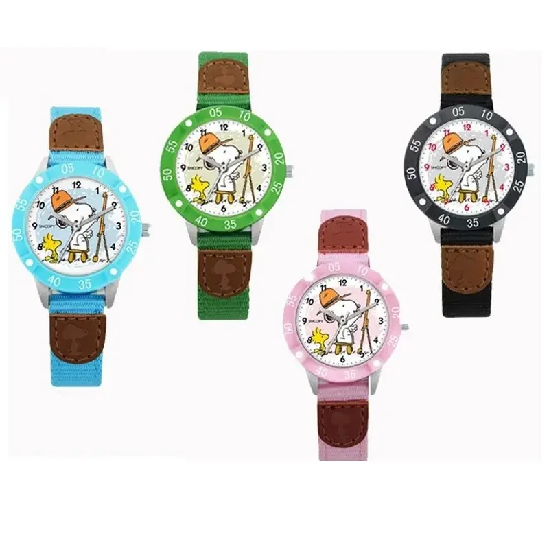 Snoopy boys and girls new cute cartoon pattern fashion casual versatile nylon strap wear-resistant waterproof round quartz watch