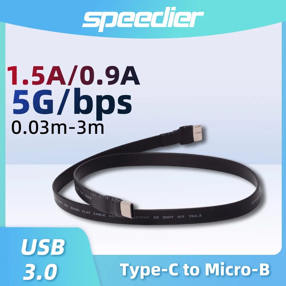 USB 3.0 Type-C USB C Male To Micro-B female Flat Flexible Up Down Left Right Angled 90 Degree Data Charging Connector Cable