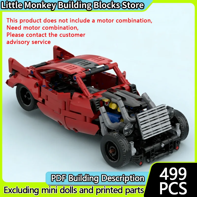 รถแข่งความเร็วสูง รุ่น MOC ตัวต่อแบบประกอบเอง รถดัดแปลงความเร็วสูง เทคโนโลยีโมดูลาร์ ของขวัญวันหยุดสำหรับเด็ก ชุดของเล่นประกอบ