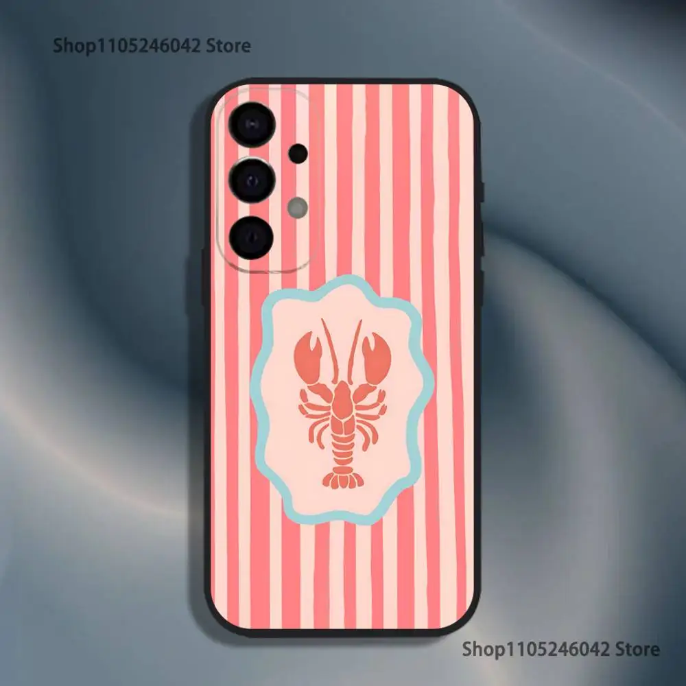 جراد البحر على المشارب المحيط حافظة هاتف مقاومة للصدمات لهاتف سامسونج S25، S24، S21، S22، S23، S30، Ultra، S20، Plus، Fe، Lite، 5G غطاء أسود