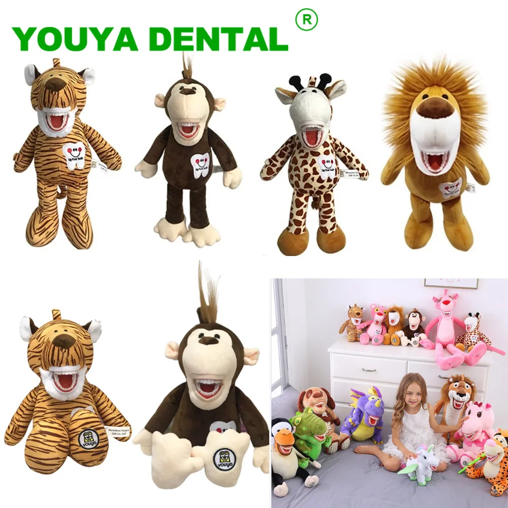 

Dental Plush Toys Brushing Teeth Teaching Model Cute Animal Kids Earlier Education Toy Dentist Clinic Decoration Dental Gifts