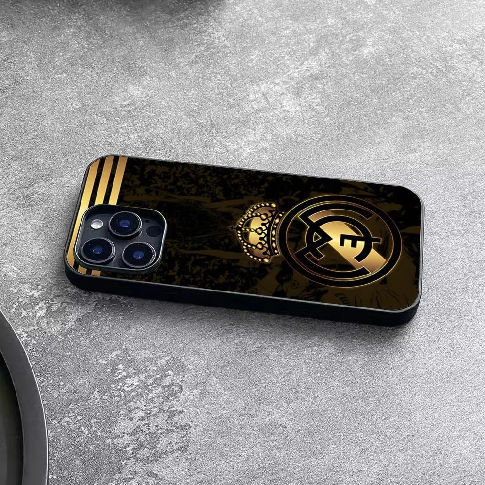 Etui na telefon z logo R-ReaL M-MaDriDS FC do iPhone 17 Air 16 15 14 Plus 13 12 11 Pro Max, dwukolorowe, twarde PC, modna osłona ochronna — zdjęcie produktu 6