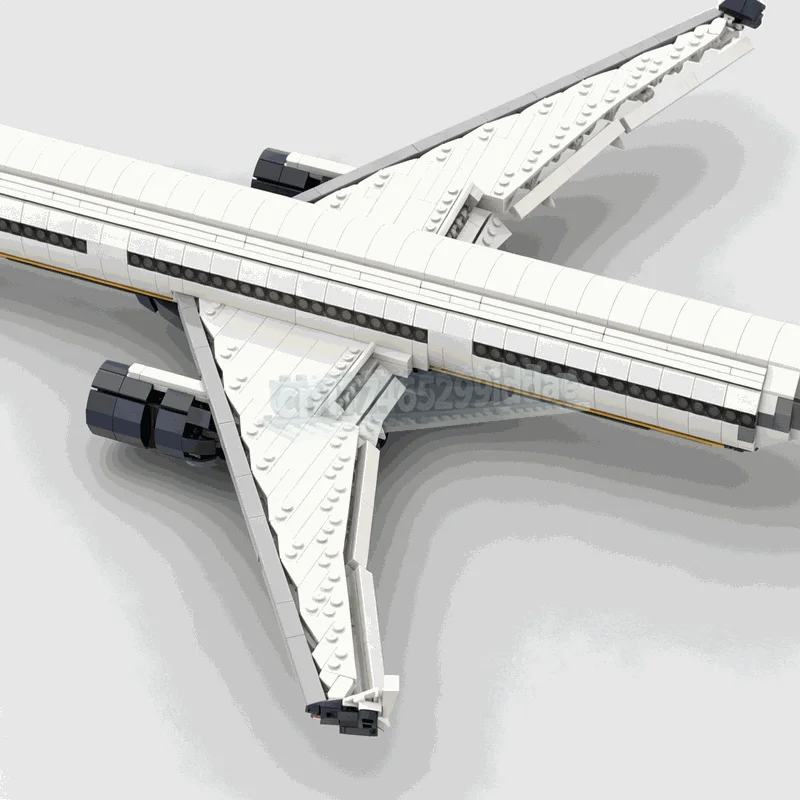 2166PCS White Long Haul Passenger Jet Building Blocks Detailed Civil Aviation Assembly Model Airport Display Festival Gift Toy