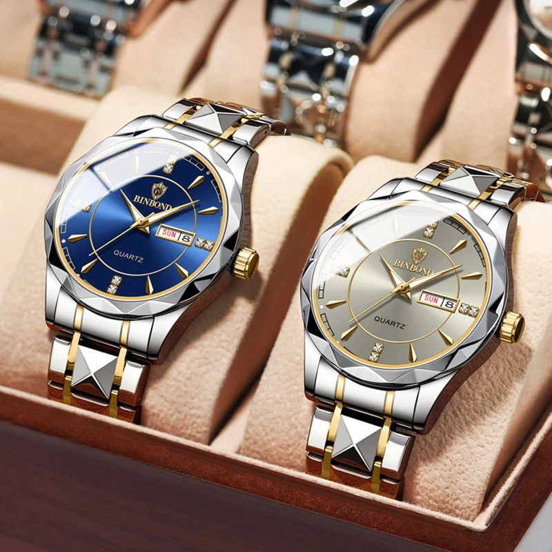 Fashion Luxury Gold Watch Men Military Sport Quartz Wristwatch Calendar Casual Clock Stainless Steel Wateproof Watches 2024 New