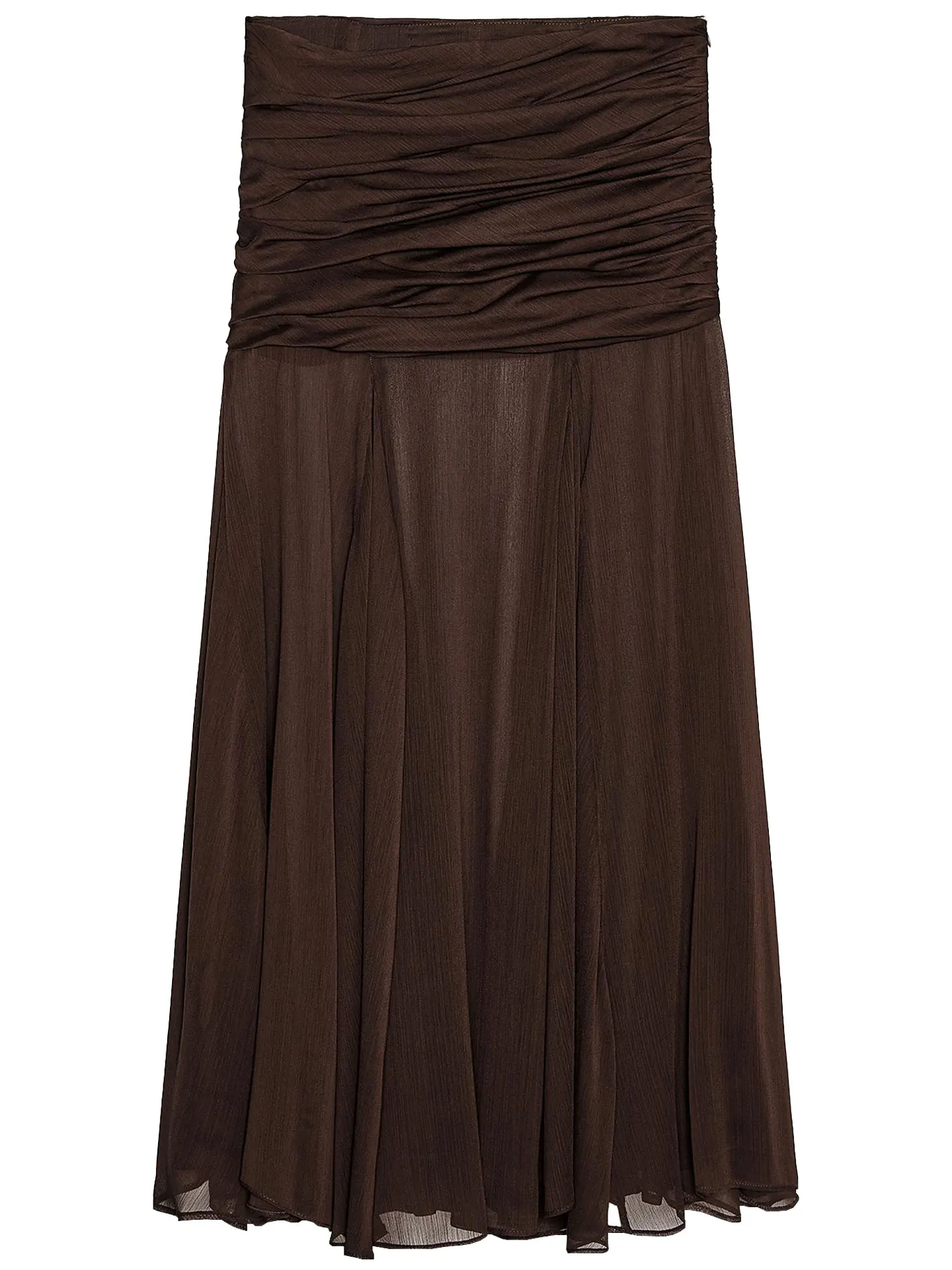 ZAPRHA 2025 nueva Faion empalme marrón semitransparente diseño plisado f falda Dra Sense Ele ropa Casual de cintura alta