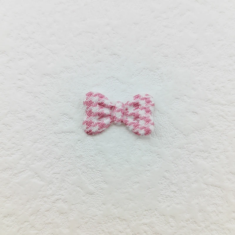 100 Stück Gingham-Schleifen-Applikations-Patches, 2 x 1,2 cm, gepolstert, für DIY-Kleidung, Hüte, Bastelarbeiten, Nähzubehör, Haarspangen, Schleifendekoration – Detail 5