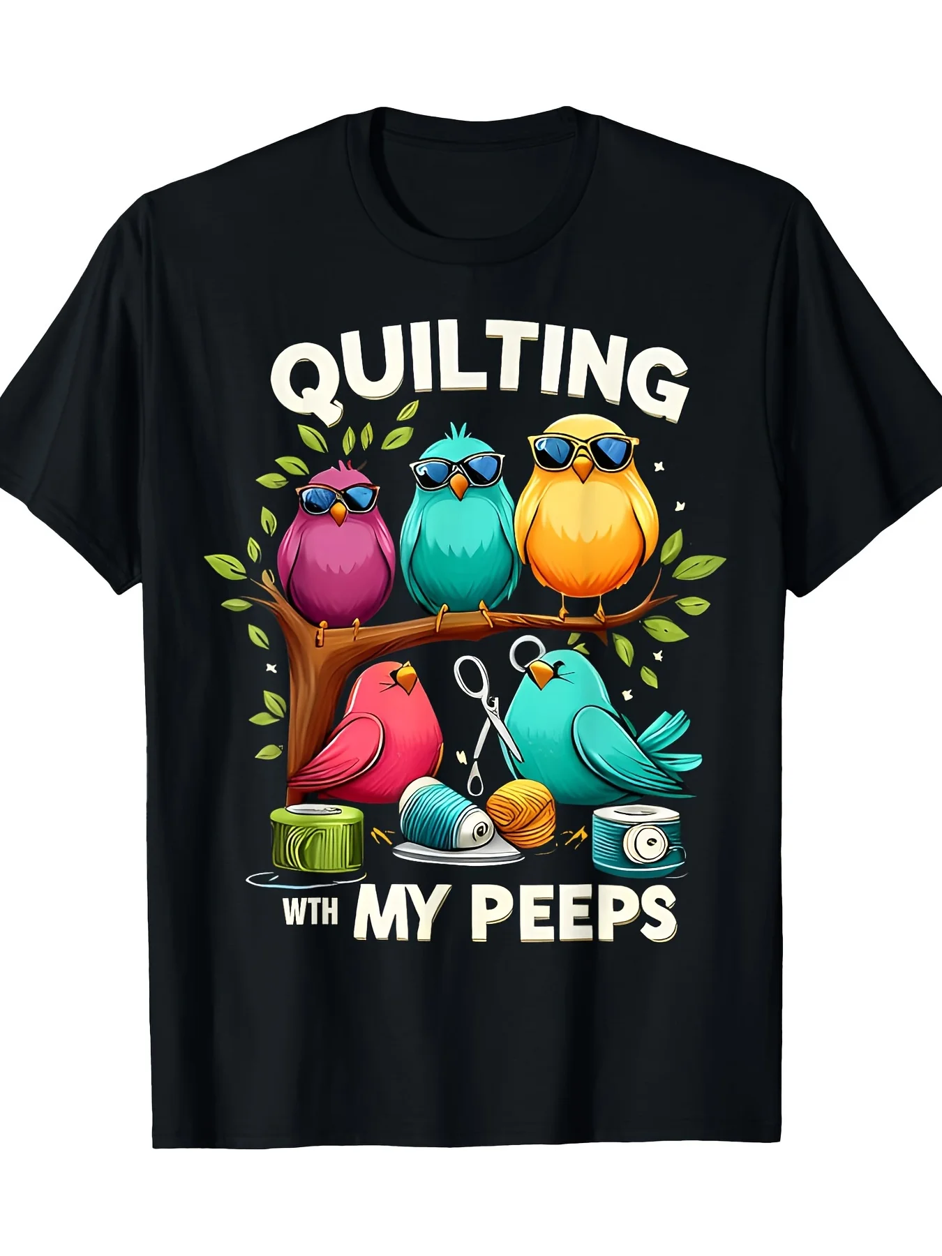 

Color Bird Graphic Printing Summer Autumn Winter Pure Cotton Men's and Women's T-shirts Short Sleeves Luxury Outdoor Sports