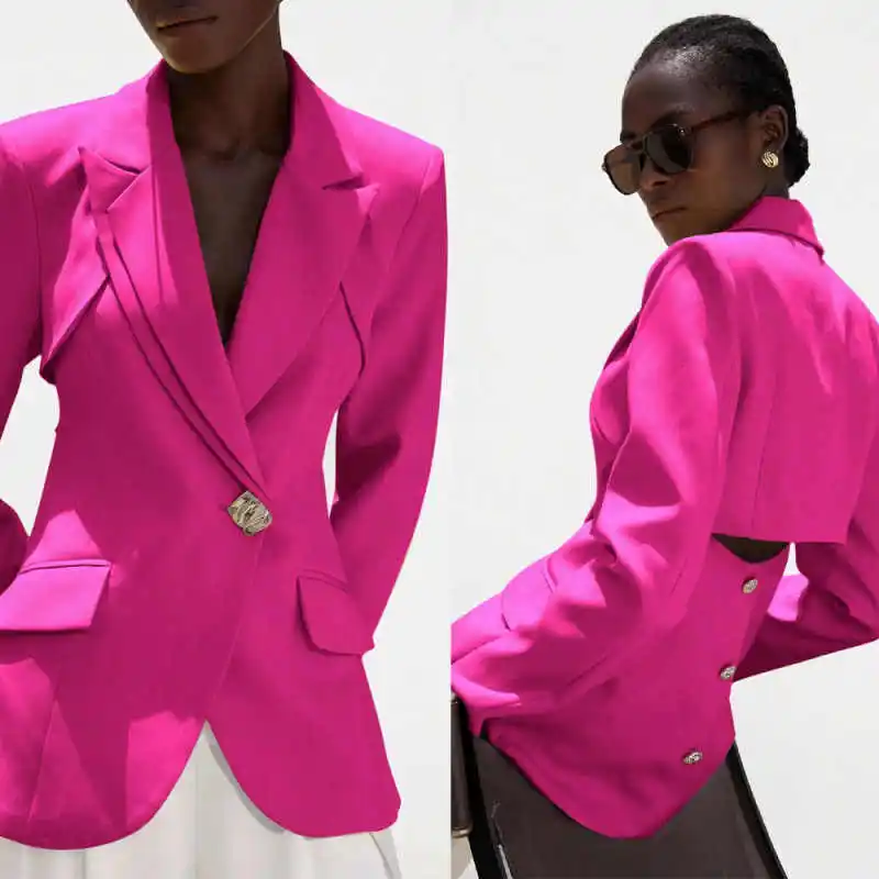 

Hot Pink Women Blazer Dress Formal Business Slim Fit Working Wear Prom Birthday Party Evening One Piece