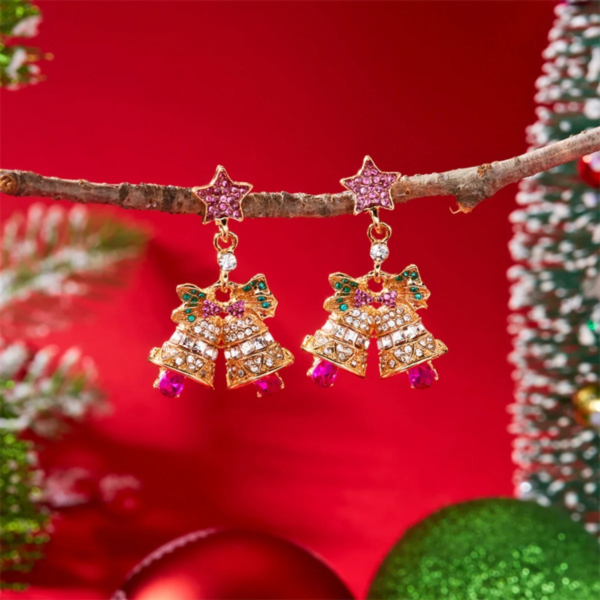 Weihnachten Urlaub Tropfen Ohrringe Strass Imitation Perle Schneeflocke Weihnachten Baum Stern Glocke Baumeln Party Schmuck Geschenk Für Frauen Männer