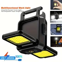 2025 LED Flashlight 1000LM USB Rechargeable COB Work Lights IPX4 Waterproof Keychain Light Lantern for Outdoor Camping Hiking