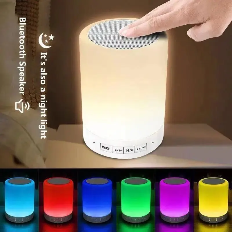 LED Night Light RGB Wireless Bluetooth Lamps Audio Portable Night Speaker Bedside Table Lamp Touch Color Changing Colorful Light