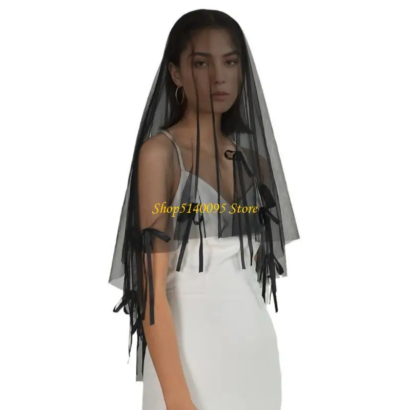 

DXAE Elegant Wedding Ceremony Veil Single Layer Bowtie Bride Veil Formal Event Veil