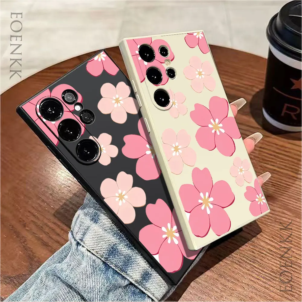 Pink Floral Phone Case For Samsung Galaxy S25 S24 S23 S22 S21 Ultra FE A25 A32 A33 A72 A73 Note 10 20Plus 5G Silicone Soft Cover view 6