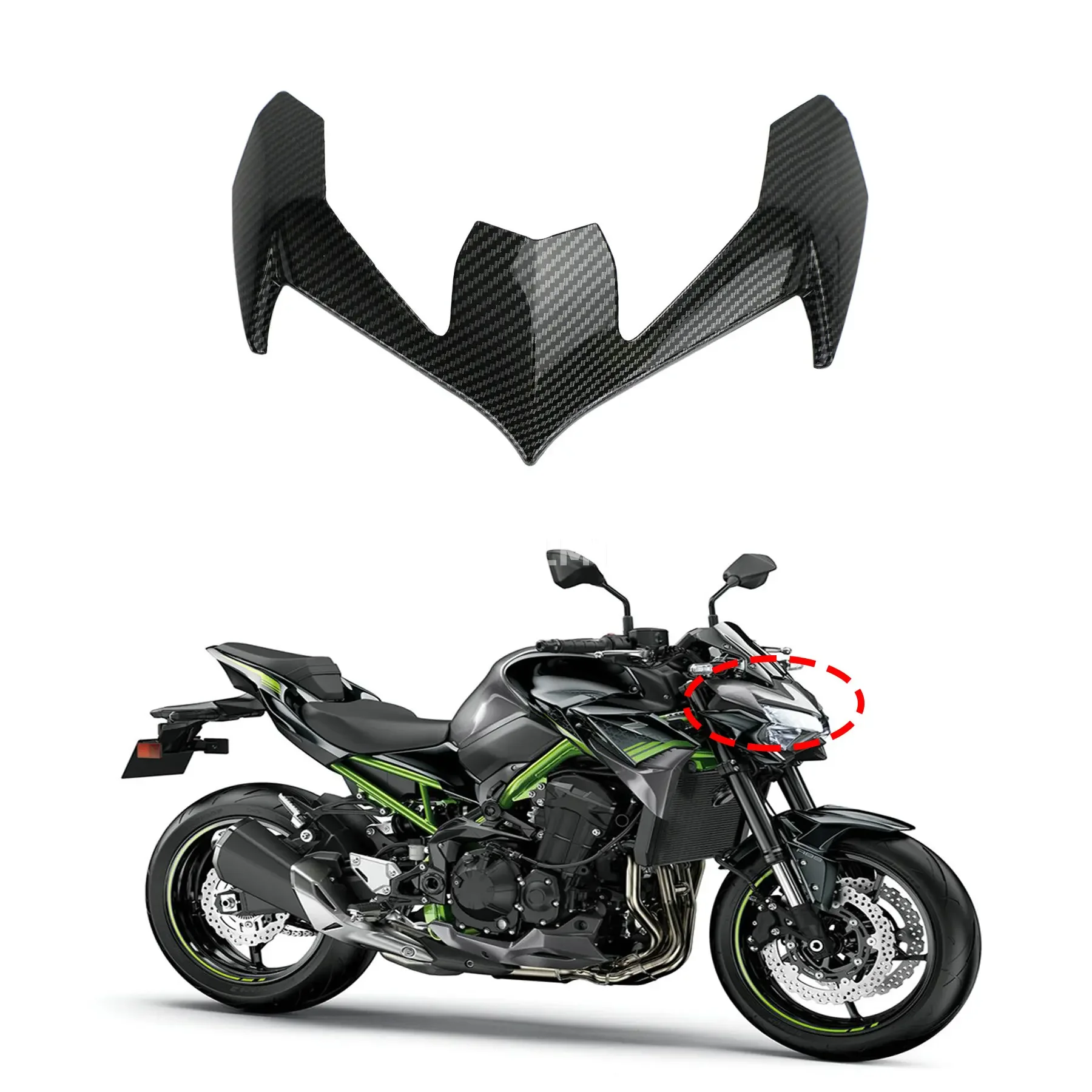 

Fit For Kawasaki Z900 2020 2021 2022 2023 Motorcycle Front Upper Nose Headlight Fairing Cowls Cover Set ABS Z 900 Accessories