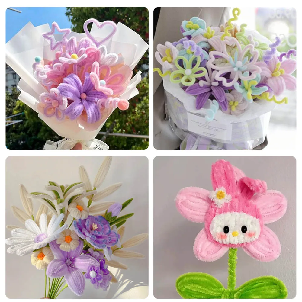 100 pçs chenille hastes bigorna fio artesanato tubo brinquedos educativos enfeites de pelúcia haste diy tiras torção barra colorida diy