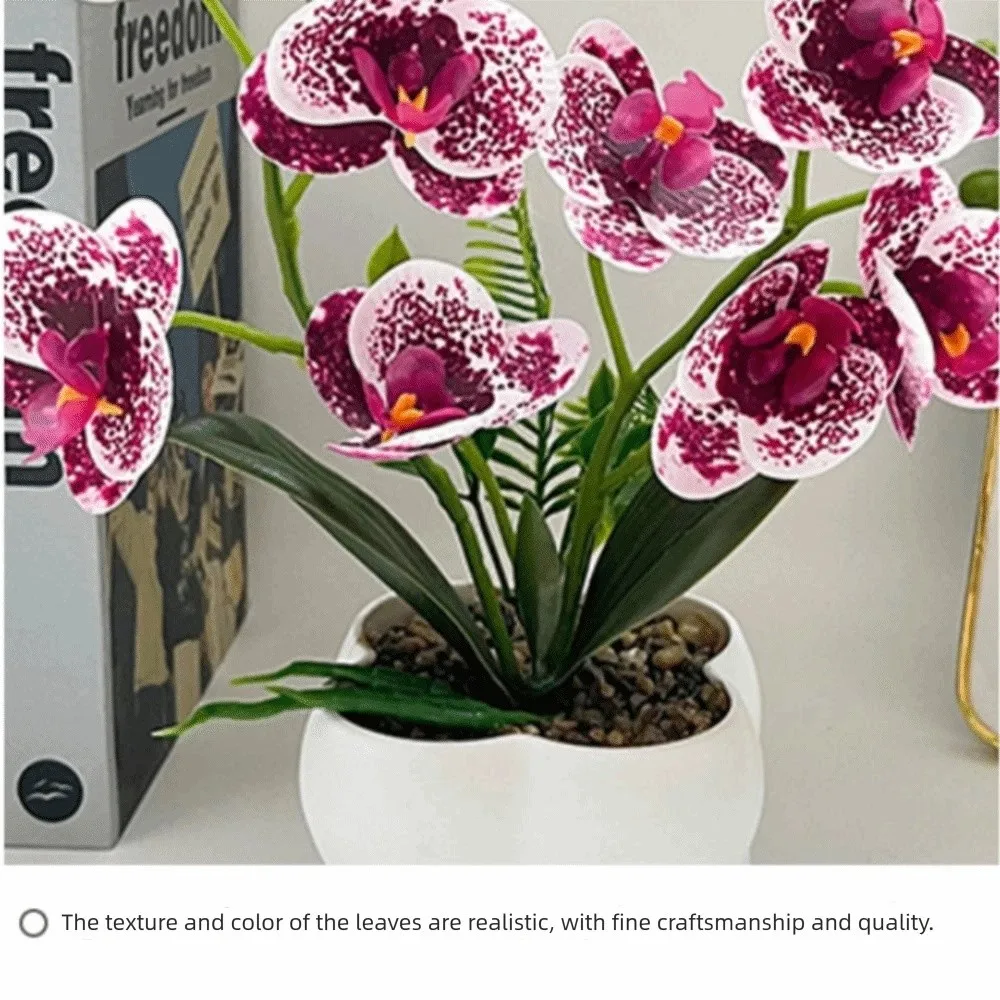 Multi-Bloom Simulated Butterfly Orchid DIY Faux Flowers Artificial Faux Plants White Flower Pot Artificial Orchid Bonsai