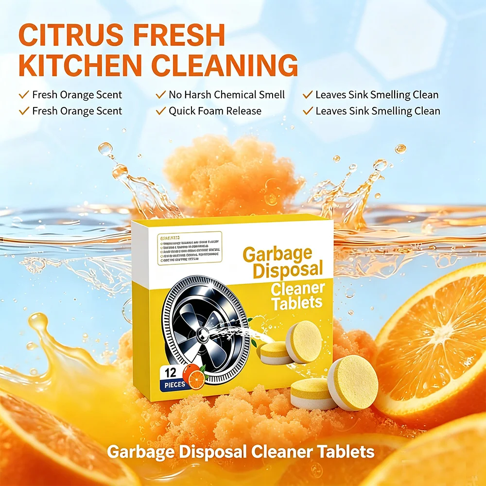 Garbage Disposal Cleaner Tabs 12 pack Designed for kitchen sink garbage disposals Simple to use it clears away common grime