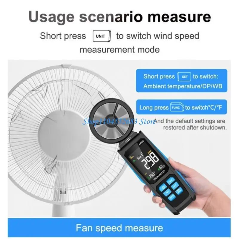 Y6GD Digital Anemometer LCD Wind Speed Air Temperature Measuring Tester