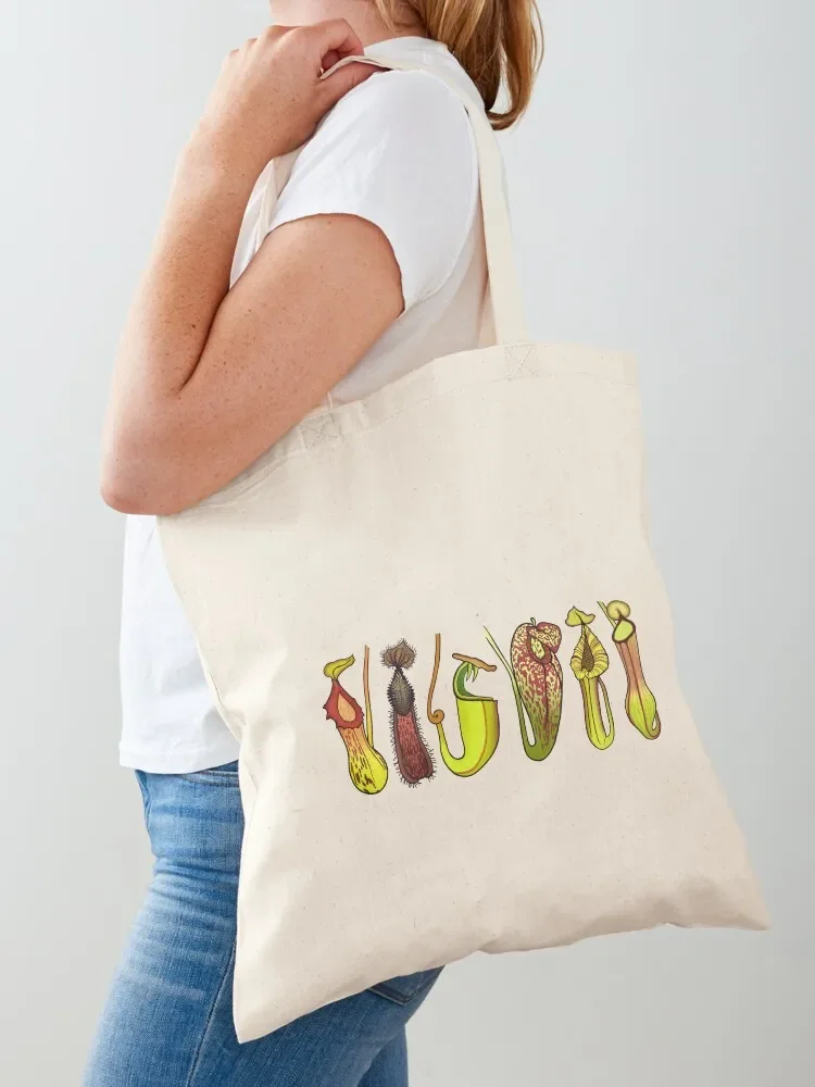 Six Nepenthes Carnivorous Pitcher Plants Tote Bag Women's shopper cute tote bag Big bag women