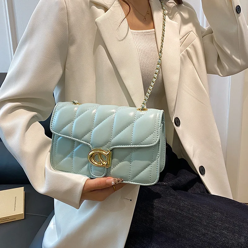 

New Rhombus Pattern Quilted Thread Bag | Stylish Chain, Versatile Handbag & Armpit Crossbody for Women